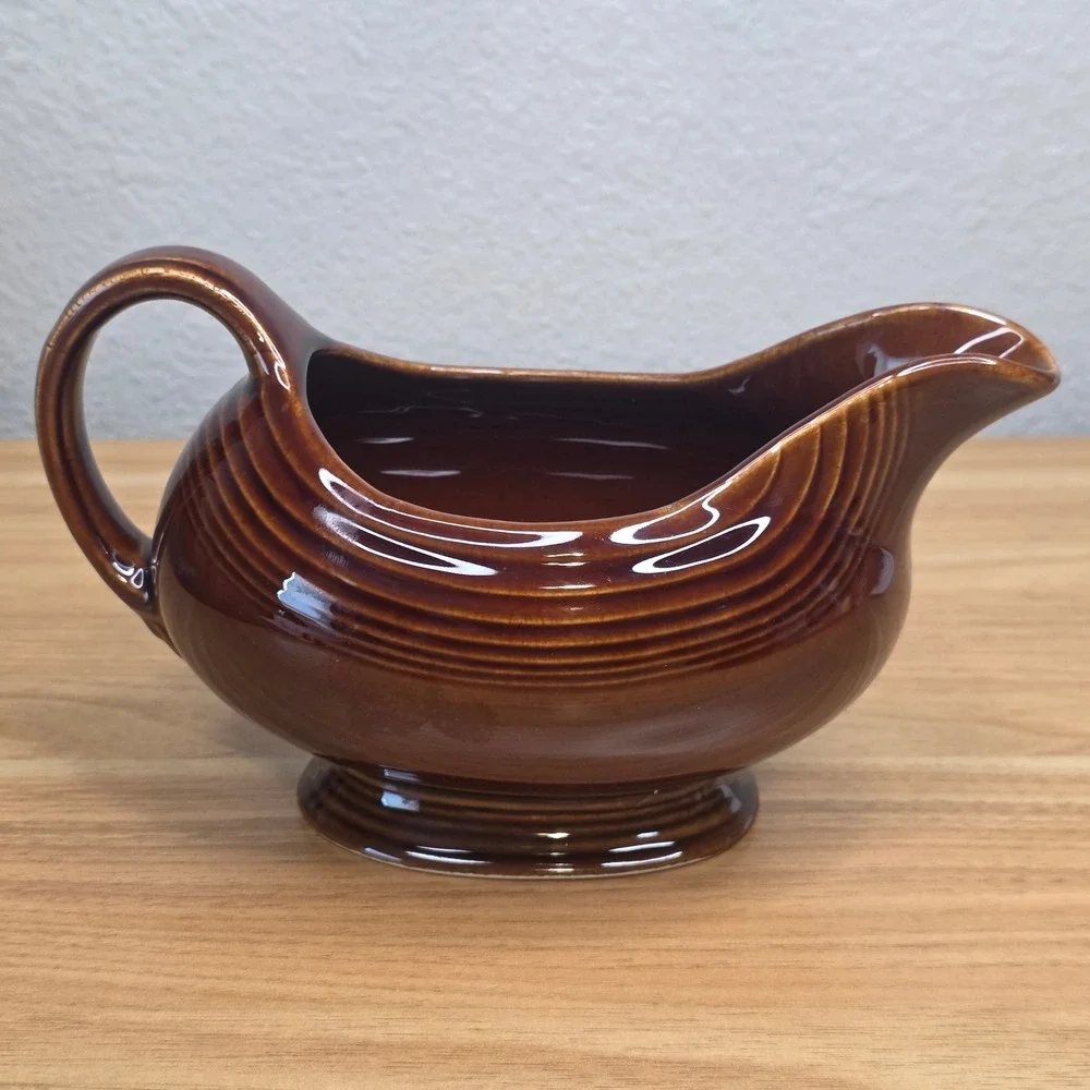Vintage 1960s Fiesta Ironstone Sheffield Amberstone Glaze Large Sauceboat